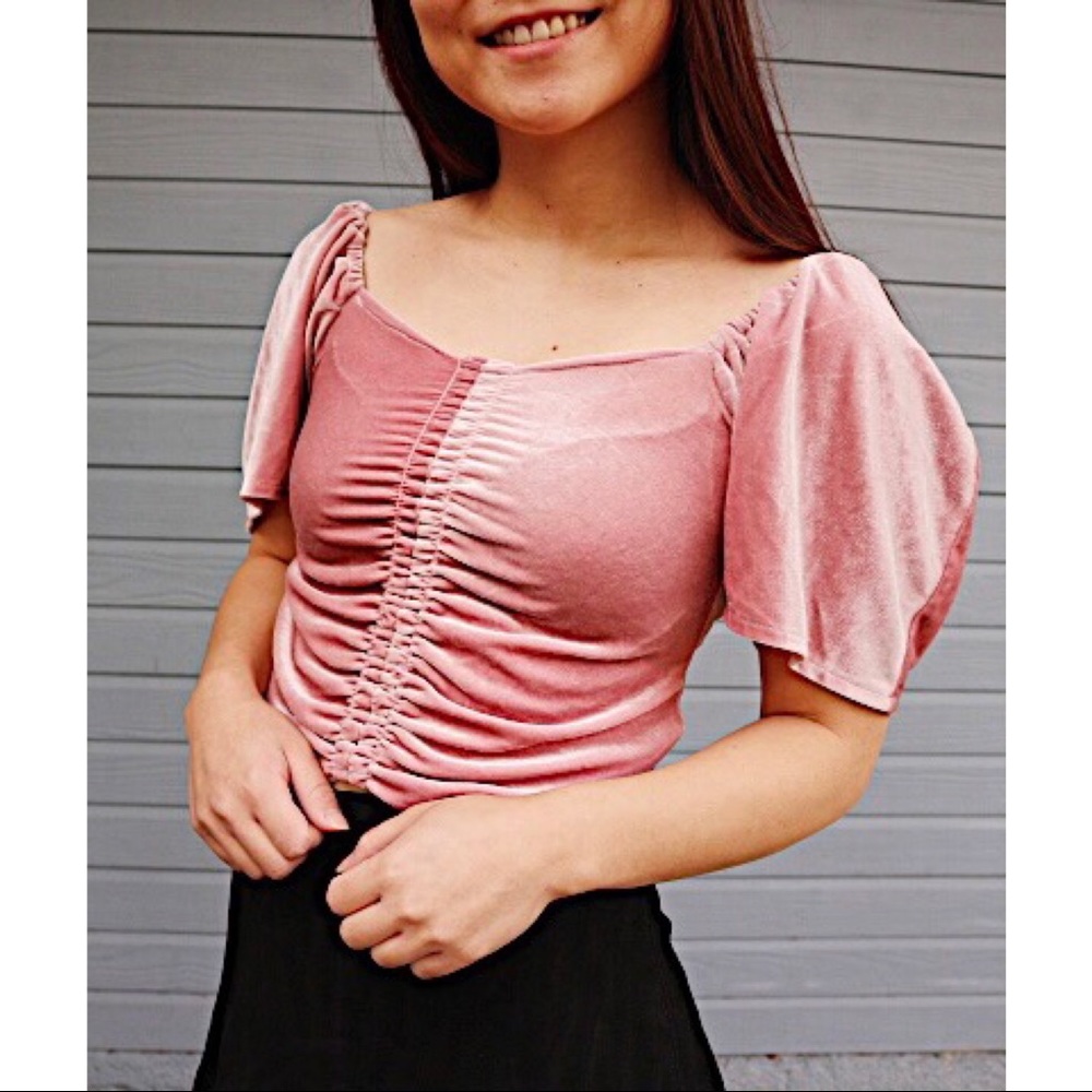 Reworked Dusty Pink Velvet Top | Size S